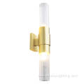 Double end lighting copper glass tube wall lamp